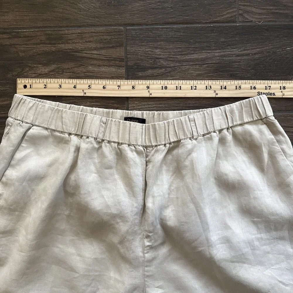 Quince Pants 100% European Linen Women XL Elastic Waist Pull On Driftwood Beige - Picture 5 of 10